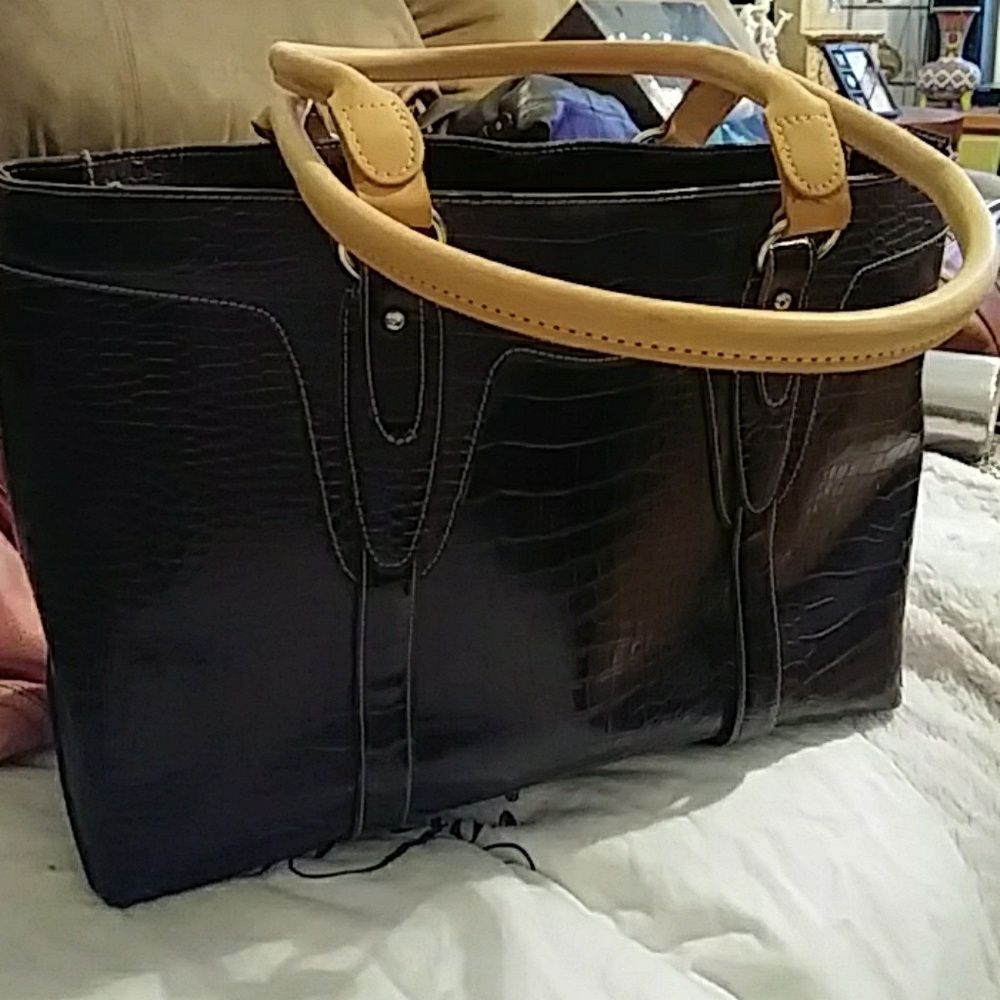 Leather large travel tote